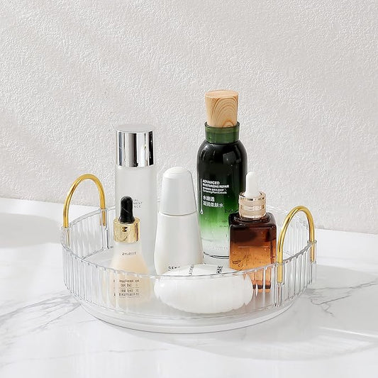 Rotating Makeup Organizer for Vanity, Pearl White