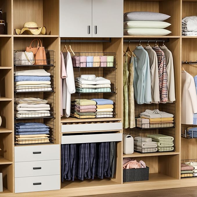 4 Tier Stackable Closet Organizers and Storage Shelves