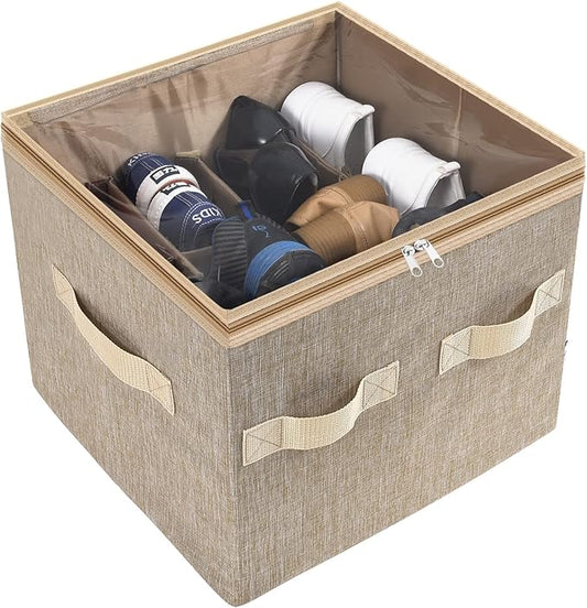 Shoe Organizer for Closet, Light Brown, Small - 12 Pairs