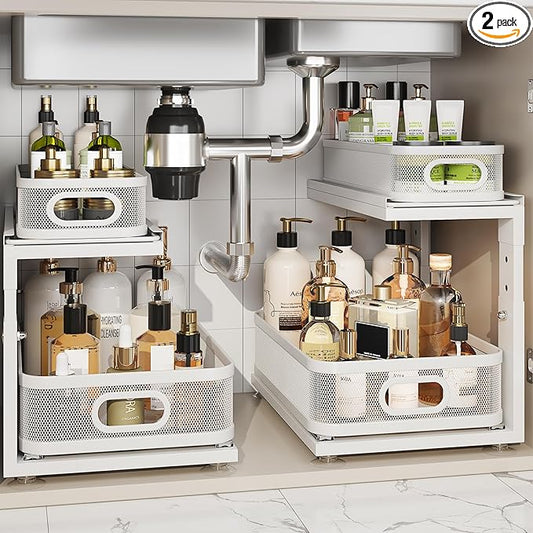 2 Pack Under Sink Organizer With Next-Gen Ball-Bearing Slides