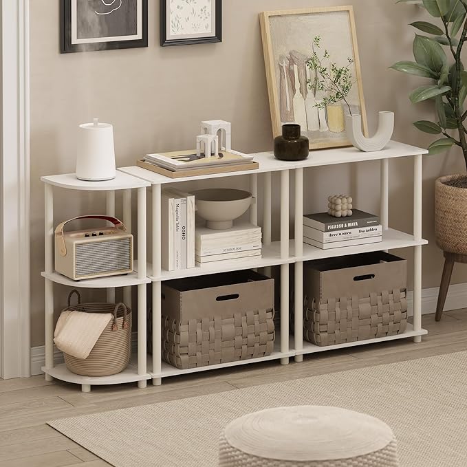 Furinno Turn-N-Tube Storage Shelves Set of 2, 3-Tier Book Shelf, Corner Shelf