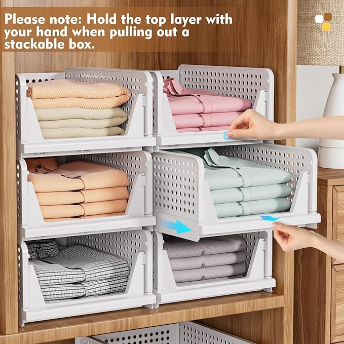 5 Pack Stackable Closet Organizer Box, Yellow