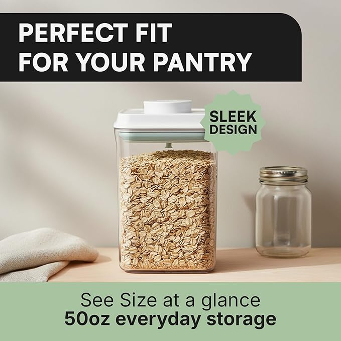 Bop Top Airtight Food Storage Containers with Lid 6 Cups / 50 oz | Kitchen Canister Sets | Air Tight Pantry Container | Pop Top Dry Food Storage Containers for Snacks, Sugar, Flour, Baking, Pasta