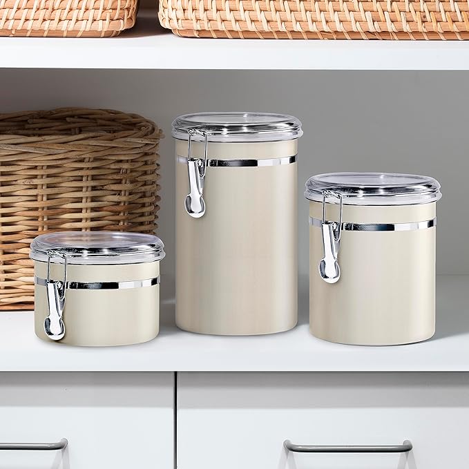 Stainless Steel Kitchen Canister 26 fl oz, Gray, Airtight Clamp Lid