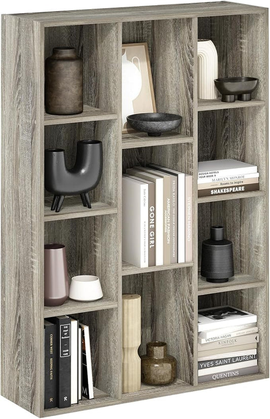 Furinno LUDER Book Shelf, 11-Cube Bookshelf, Reversible Bookcase
