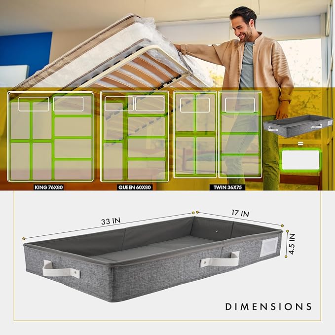 THEORY 2pc Low Profile Under Bed Storage Containers, LightGray