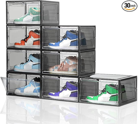 Shoe Box, Upgraded Large Clear Shoe Storage Box Stackable