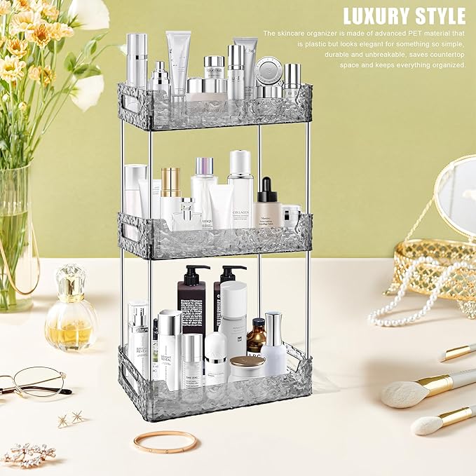 3-Tier Bathroom Counter Organizer Countertop Storage, Grey