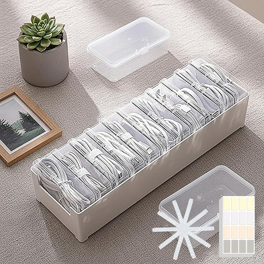 11 Case Cable Storage Box with Cable Straps and Label Stickers