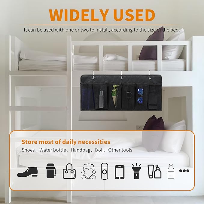RVZONE RV Shoe Pockets 6 Large Pockets Heavy Hanging Bedside Storage Organizer with Sturdy Hooks Storage Pockets Hangs on bed for Shoes Toys and Tool Accessories
