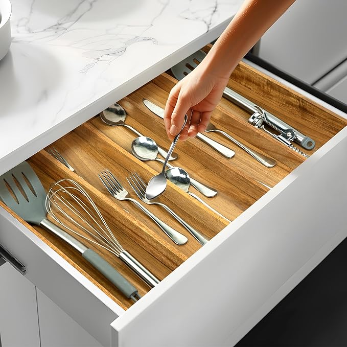 Acacia Kitchen Silverware Organizer