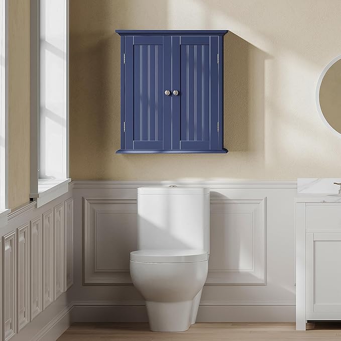 Bathroom Wall Cabinet, Over The Toilet Space Saver Storage Cabinet, Navy Blue