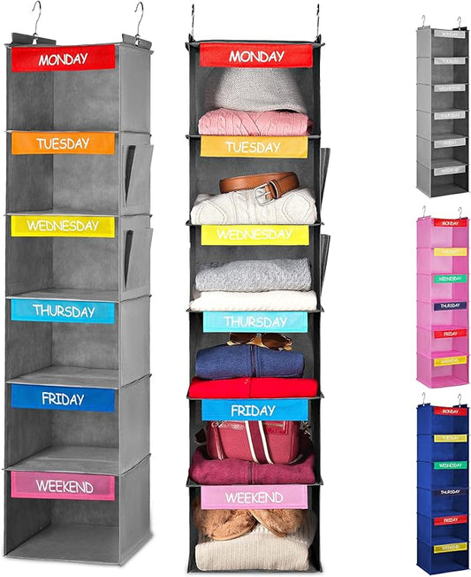 Handy Laundry Hanging Clothes Organizer for Kids, Grey-Colored