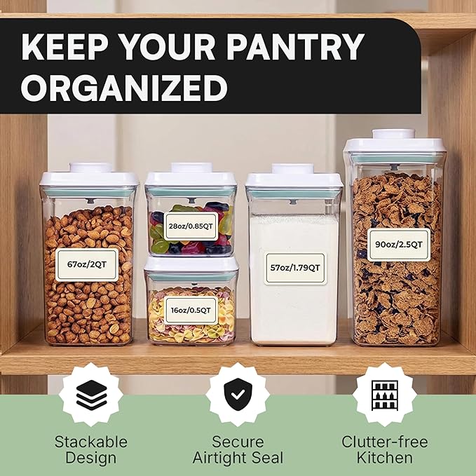Bop Top Airtight Food Storage Containers with Lid 8 Cups / 67 oz | Kitchen Canister Sets | Air Tight Pantry Container | Pop Top Dry Food Storage Containers for Snacks, Sugar, Flour, Baking, Pasta