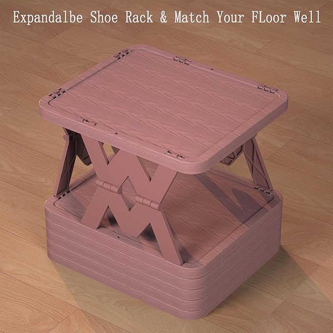 Shoe Rack, 6 Tier Shoe Organizer Fake Wood Pattern, Foldable Small Shoe Storage Space Saving, Collapsible Shoe Organizer for Closet, Front Door Entrance, Entryway, Bedroom, Brown
