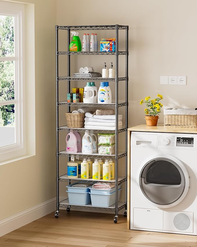Golpart 8 Tier Adjustable Storage Shelves Heavy Duty Metal Shelf Wire Shelving Unit Organizer Rack for Home Kitchen Office Pantry Room Bathroom Shelving Organizers and Storage Laundry