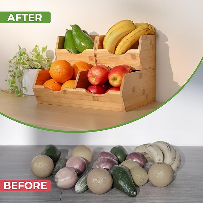 Bamboo Pantry Storage Bins, Potato & Onion Storage Bin for Pantry Organizers