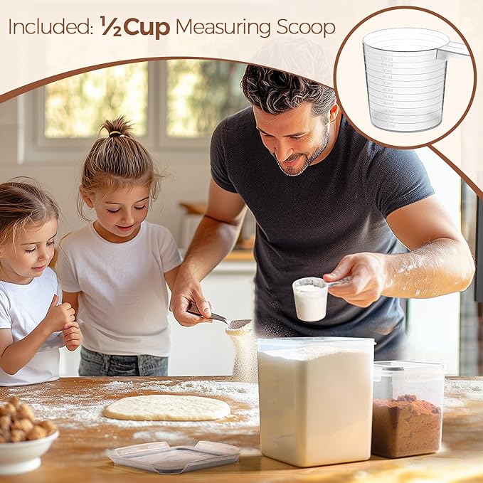3 PCS Airtight Flour and Sugar Container for Pantry, 5lb Flour Capacity