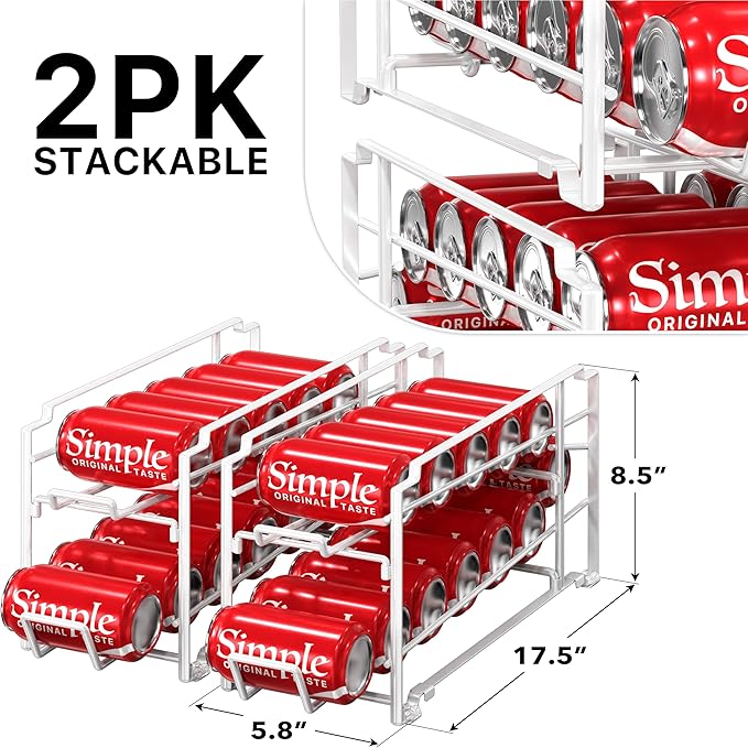 Simple Houseware Stackable Beverage Soda Can Dispenser Organizer Rack, White