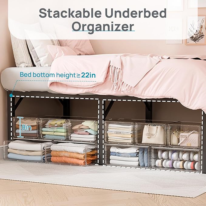 8 Pack Large & Medium Stackable Drawer Organizer Set