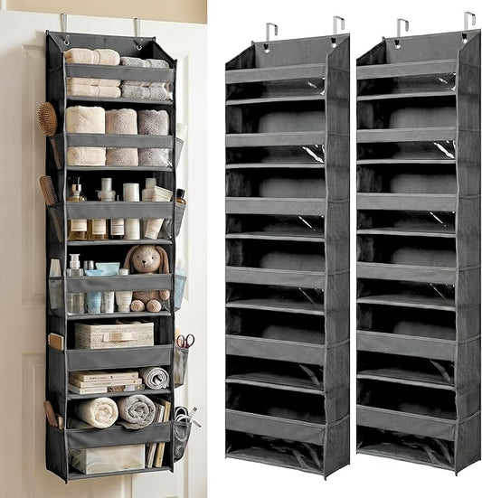 THEORY UPGRADED 6 Tiers Over The Door Organizer Hanging, Dark Gray, 2pc