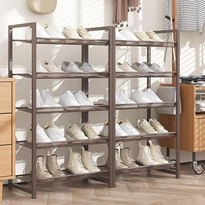 10 Tier Shoe Rack, Tall Metal Shoe Storage with Adjustable Shelves