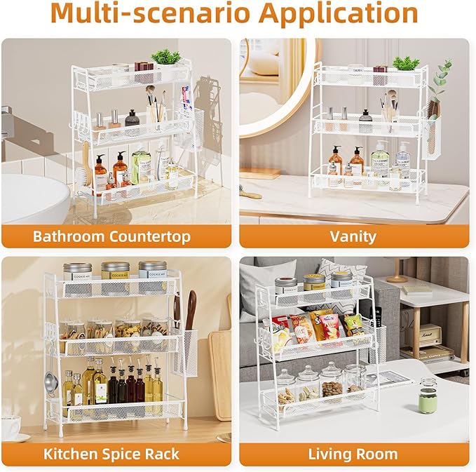 3-Tier Bathroom Organizer Countertop, White