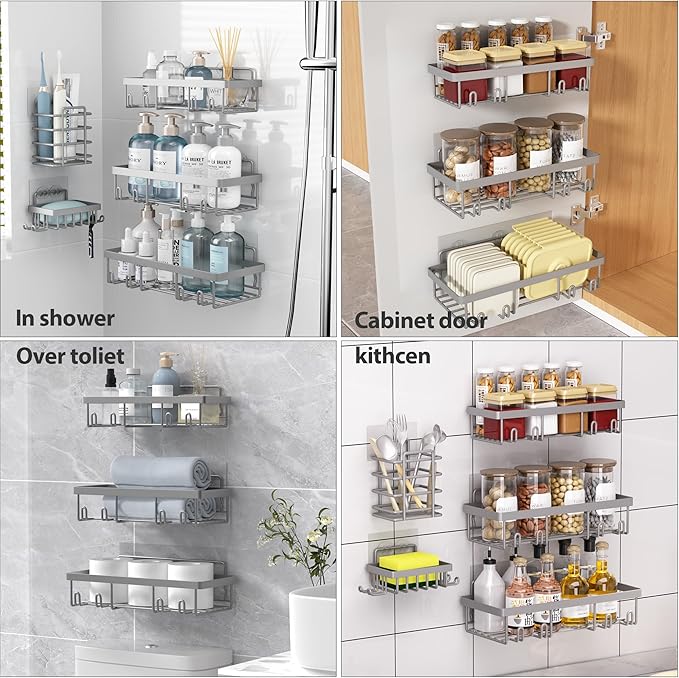 10 Pack Shower Caddy Organizer Rack Shelf for Inside Shower, Grey