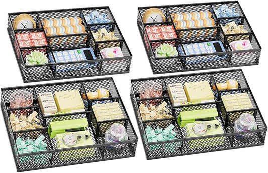2 Pack Desk Drawer Organizer, Black-2P