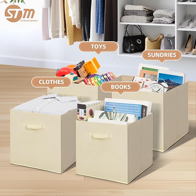 STORAGE MANIAC Storage Cubes, 6-Pack Beige