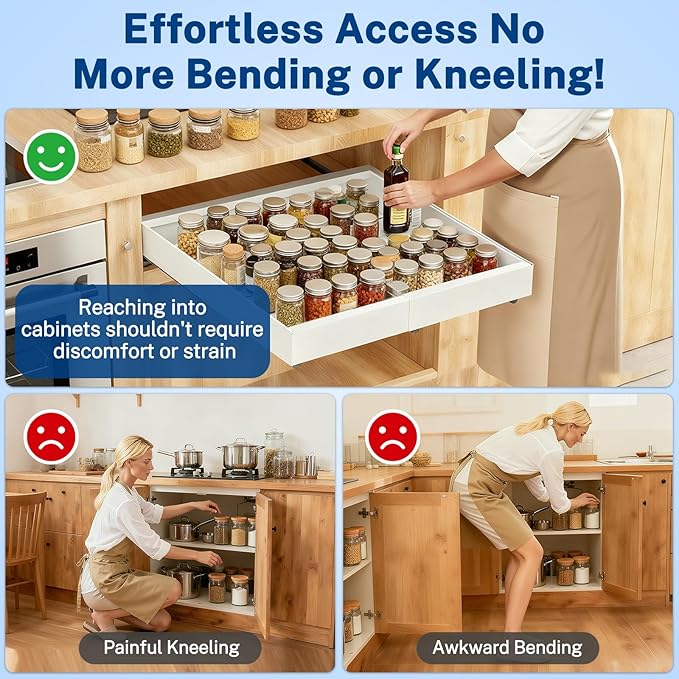 Pull Out Cabinet Organizer Expandable Width(12.2"-20.47") & 21"Deep