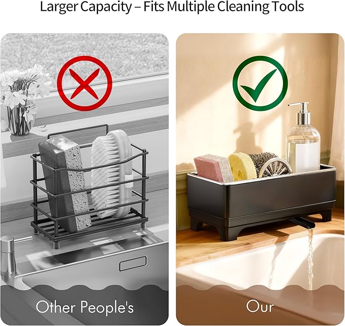 Sponge Holder for Kitchen Sink, Brushes & Dish Cloths Black