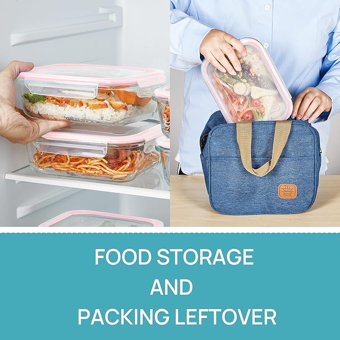 5Pack 22oz Glass Storage Containers with Lids, Pink