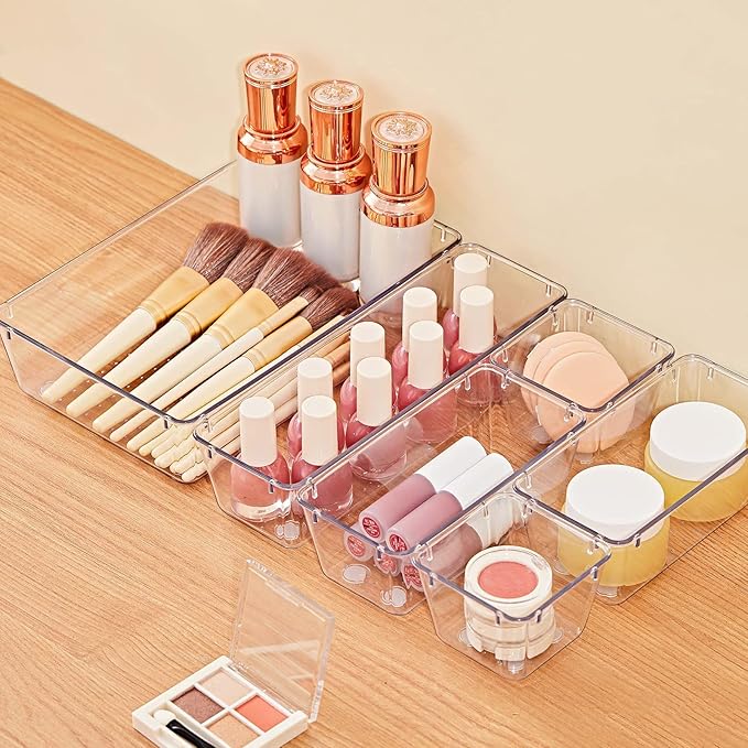 28 Piece Drawer Organizers with Non-Slip Silicone Pads