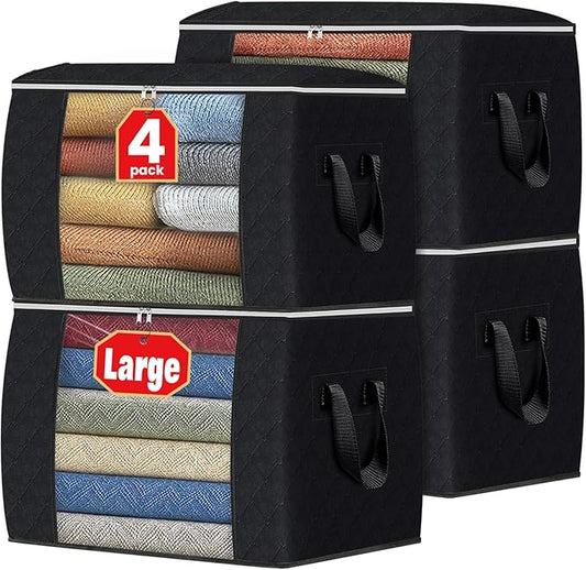 Fab totes 24 Gallons Clothes Storage, 4 Pack,Black