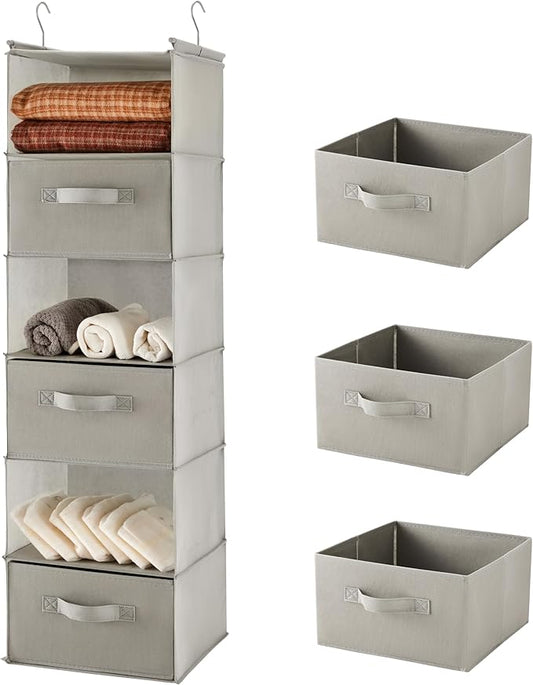 Houser 6 Tier Shelf Hanging Closet Organizer, Light Grey-D3