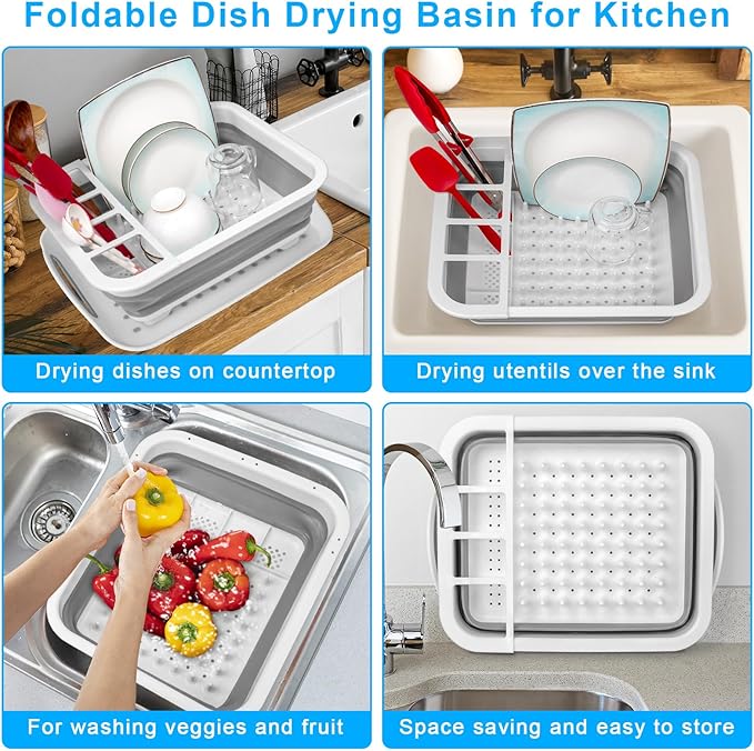 Collapsible Dish Drying Rack Portable Dish Drainers for Kitchen Counter