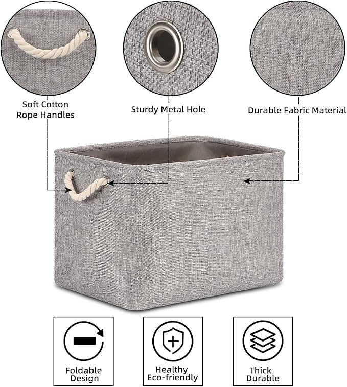 Bidtakay Grey Baskets [2-Pack] Shelf Baskets for Storage 16" X 11.8" X 11.8"