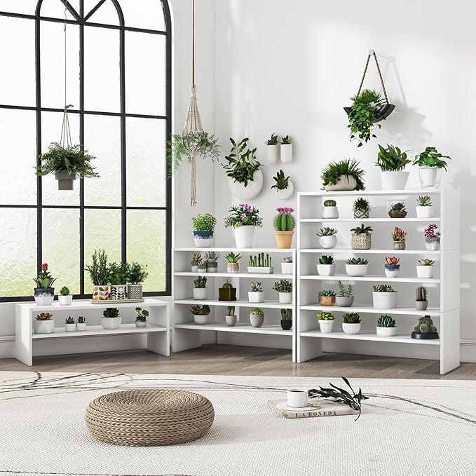Tangkula Stackble Vertical Shoe Rack, Space Saving 6-Tier Corner Shoe Storage Shelf for 18 Pairs, 3-in-1 Adjustable White Shoe Organizer for Front Door Entryway