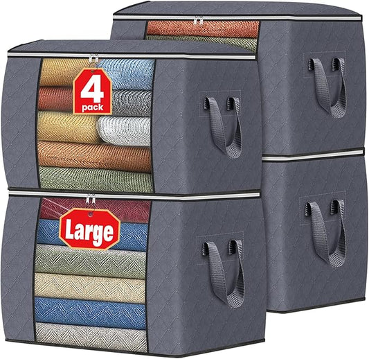 Fab totes 24 Gallons Clothes Storage, 4 Pack,Grey