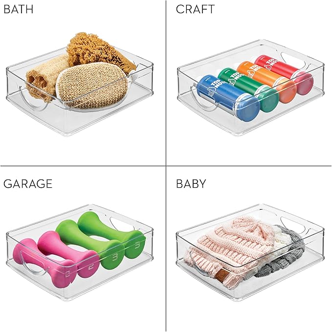 iDesign Stackable Pantry Bin with Handles for Cabinets or Fridge, Clear, Made in USA