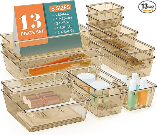 13 PCS Drawer Organizer Set, Champagne
