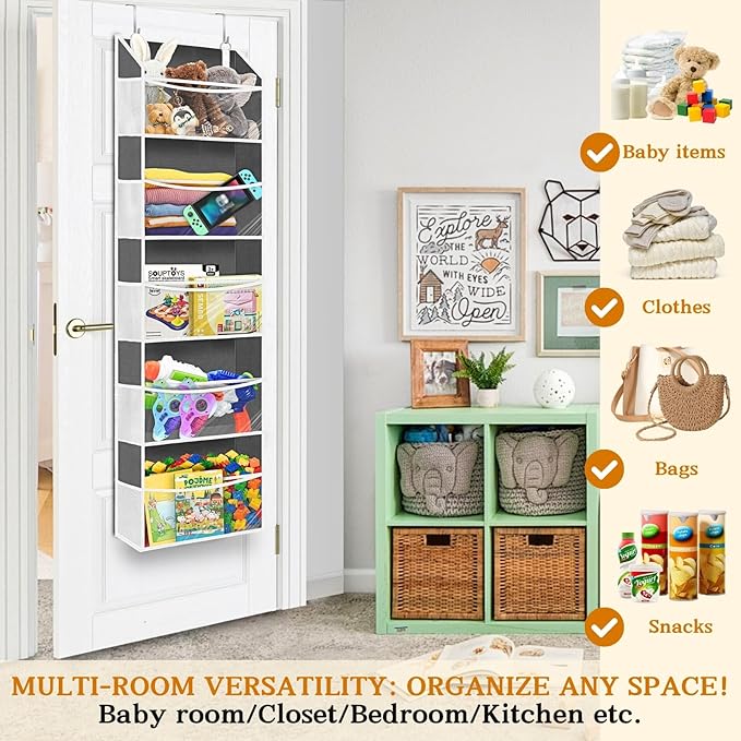 2 Pack Over Door Organizer with 5 Large Pockets