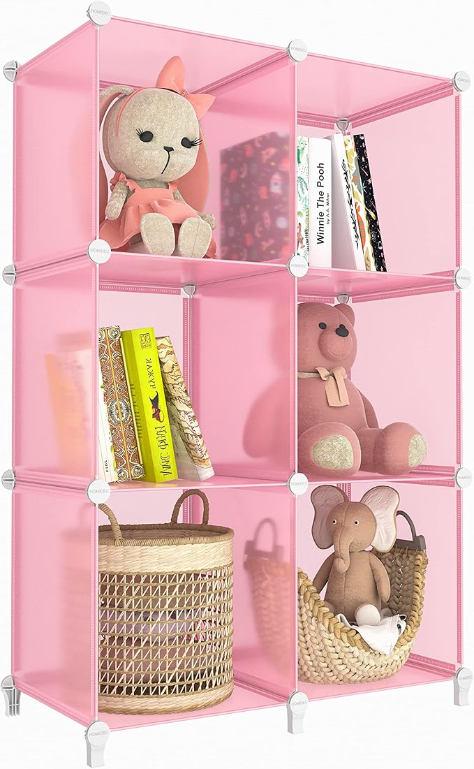 6-Cube Storage Shelf, Storage Bookcase Bookshelf with Metal Hammer