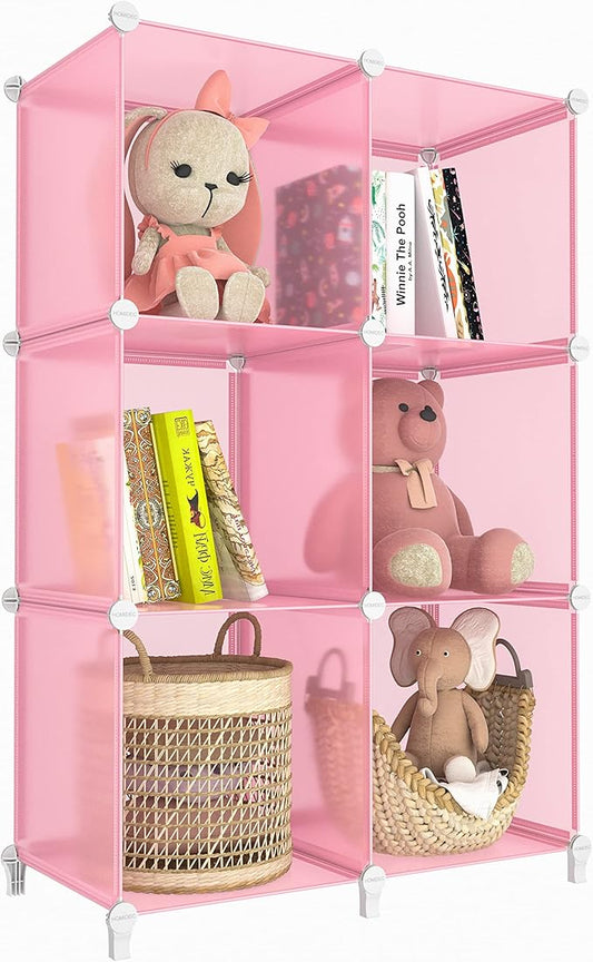 6-Cube Storage Shelf, Storage Bookcase Bookshelf with Metal Hammer