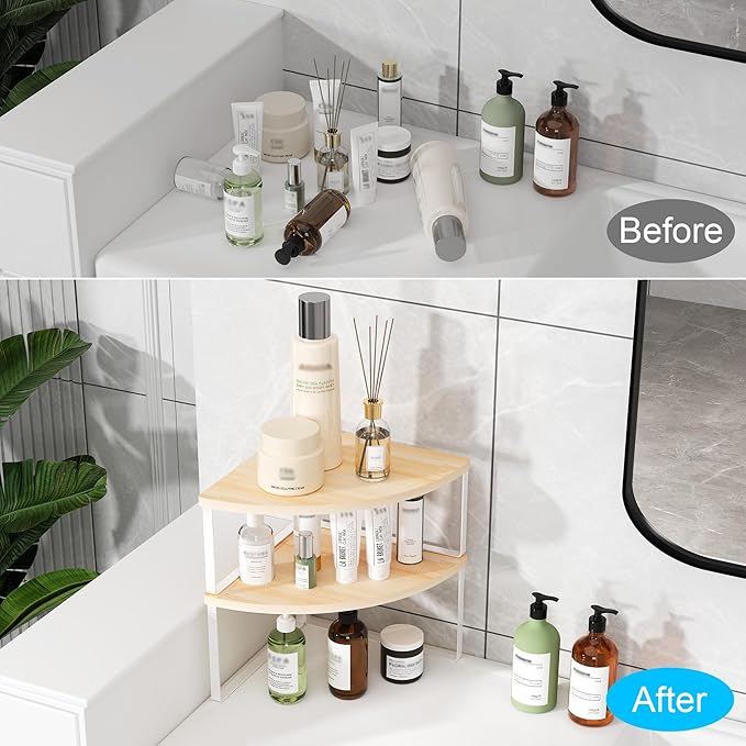 Corner Shelf Countertop Organizer, Natural Beige