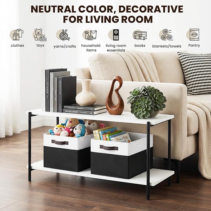 Criusia 8 Pack Large Storage Baskets for Room Organization, Multi-Purpose Bins for Closet, Shelves, Kitchen, Office, Decorative Fabric Foldable Storage Boxes with Handles (14L*10W*9.5H)
