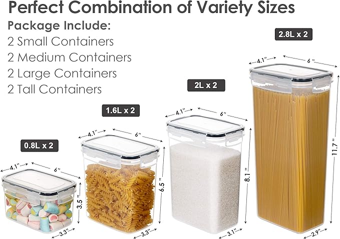 Airtight Food Storage Containers with Lids, Sugar and Cereal