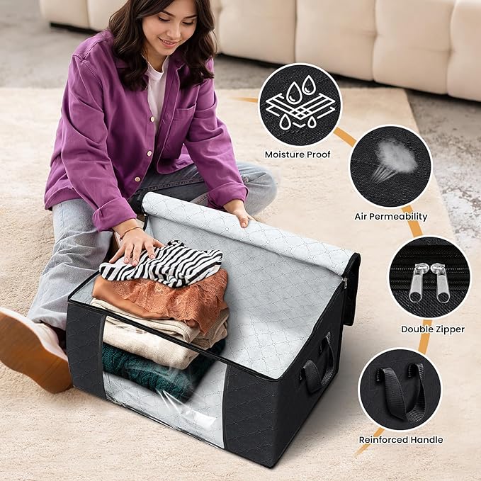 Fab totes Storage Bags, Black,8 Pack