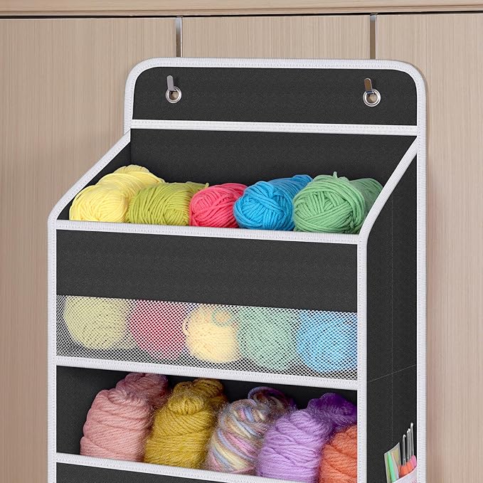 Door Hanging Organizer Nursery Closet Cabinet Baby Storage with 6 Large, Black